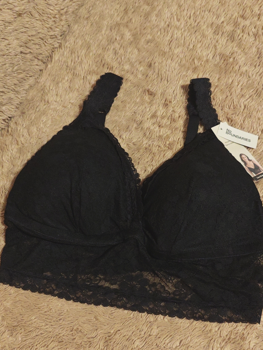 No Boundaries Black Lace Wireless Bralette